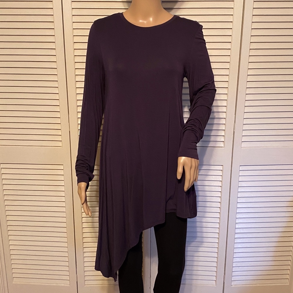 LOGO by Lori Goldstein Navy Asymmetrical Tunic SML